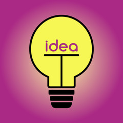 Icon with a light bulb and the inscription idea in color to illustrate the solution to problems