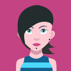 Avatar face with hair and eyebrow - Vector