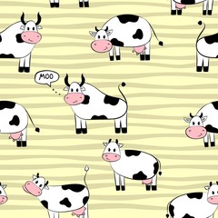 Funny background with cow. Ideal for branding, package, fabric and textile, wrapping paper..