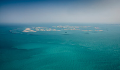 Fototapeta na wymiar aerial view of the World island group off the coast of Dubai