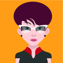 Avatar face with hair and eyebrow - Vector