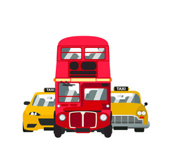 Double-decker bus with taxi