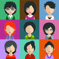 People avatars, Vector women, men avatar
