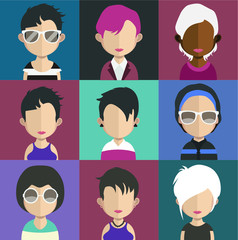 People avatars, Vector women, men avatar