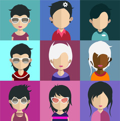 People avatars, Vector women, men avatar