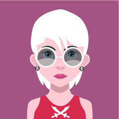 Avatar face with hair and eyebrow - Vector