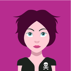 Avatar face with hair and eyebrow - Vector