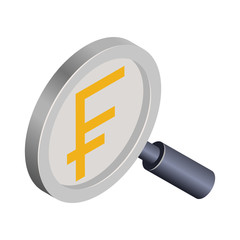 Banking & finance, Find franc money, Isometric 3D icon.