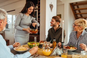 Enjoying lunchtime with family