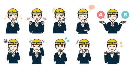 Woman business suit with helmet