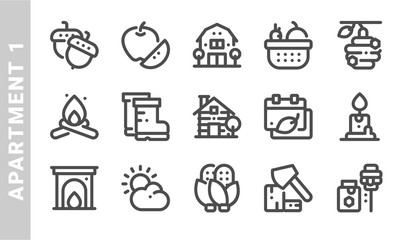 autumn 1 icon set. Outline Style