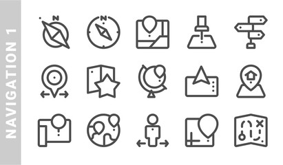 Fototapeta premium navigation 1 icon set. Outline Style