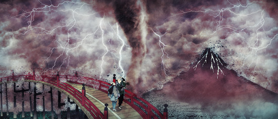 山下白雨＆見物客　台風ロングバージョン	