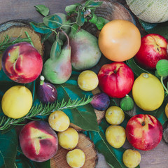 composition of fruits and vegetables viewed from above