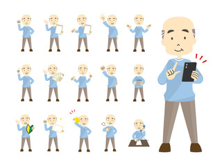 シニア男性全身ポーズセット