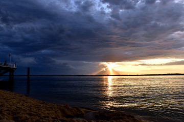 Sonnenuntergang am Strand von Arcachon