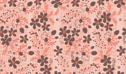 Textured Background Tiny Flowers and Branches Ditsy Sweet Design Trend Colors Minimal Concept Perfect For Fashion and Wrapping Paper Print