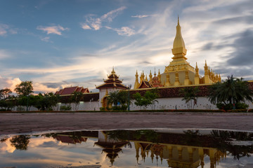 Thatluang is the most beautiful culture and architectural landmark of Vientiane Laos. Thatluang is icon popular for tourist attractions in Laos.