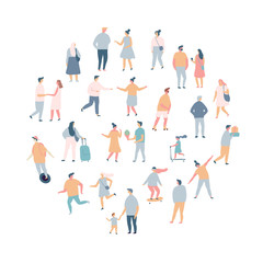 Flat vector people background. Crowd. Different People vector set.