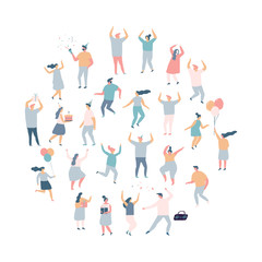 Flat vector people background. Crowd. Different People vector set.