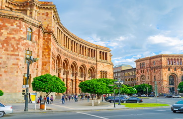 The colors of Yerevan tuff buildings, Republic Square, Armenia