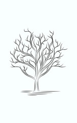 Tree Line Art Black and White Sketches Drawing