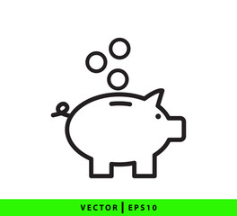 Piggy bank icon vector logo design template