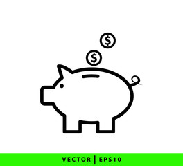 Piggy bank icon vector logo design template