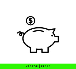 Piggy bank icon vector logo design template