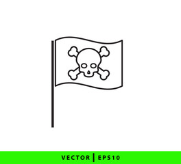 Pirate skull icon vector logo template flat trendy