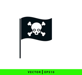 Pirate skull icon vector logo template flat trendy