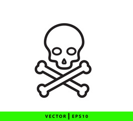 Pirate skull icon vector logo template flat trendy