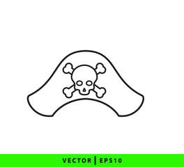 Pirate skull icon vector logo template flat trendy