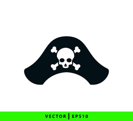Pirate skull icon vector logo template flat trendy