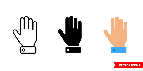 Hi icon of 3 types color, black and white, outline. Isolated vector sign symbol.