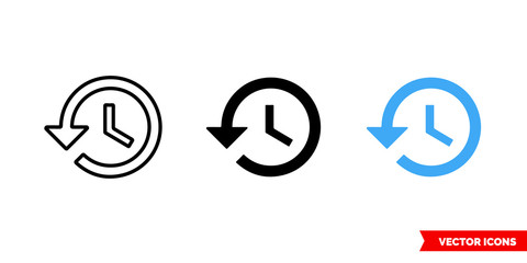 History symbol icon of 3 types color, black and white, outline. Isolated vector sign symbol.