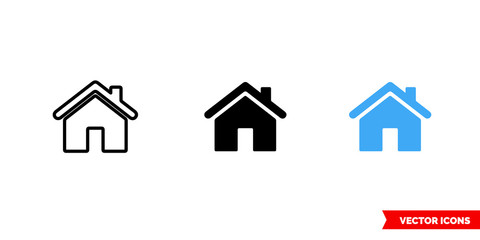Homepage icon of 3 types color, black and white, outline. Isolated vector sign symbol.