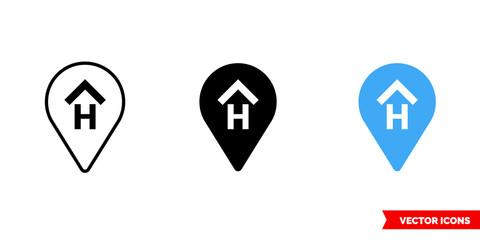 Hostel icon of 3 types color, black and white, outline. Isolated vector sign symbol.