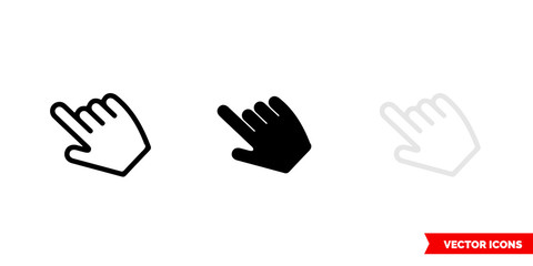 Hover icon of 3 types color, black and white, outline. Isolated vector sign symbol.