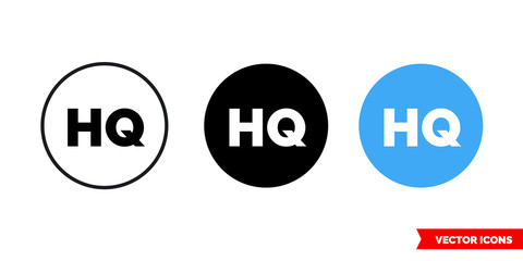 HQ icon of 3 types color, black and white, outline. Isolated vector sign symbol.