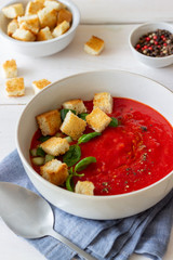 Spanish gazpacho soup. Healthy eating. Diet. Vegetarian food.