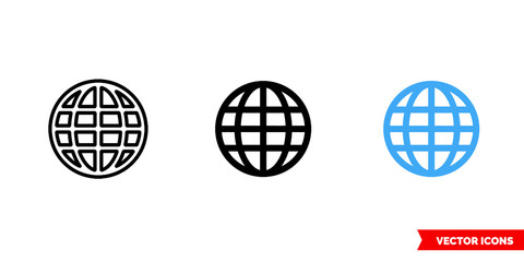 Internet symbol icon of 3 types color, black and white, outline. Isolated vector sign symbol.