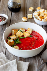 Spanish gazpacho soup. Healthy eating. Diet. Vegetarian food.