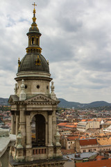 View of the bell tower of St. Stephen's Basilica in Budapest. Hungary