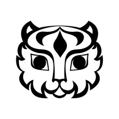 Stylized wild cat head on white background. Concept for logo, flyer, print, tee shirt and poster. Vector isolated illustration.