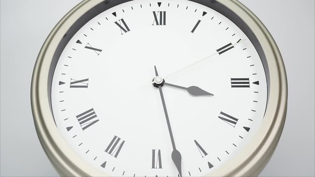 Closeup Classic clock Roman Numerals Showtime 03.00 am or pm. Time lapse 60 minutes.
