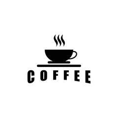 Minimalist Coffee Cup Logo Design Featuring Steaming Mug in Black and White for Café Branding