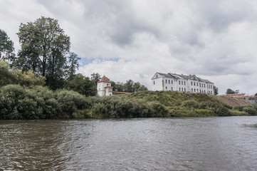 Fototapeta na wymiar Lubchansky castle on the Neman river, medieval architecture,