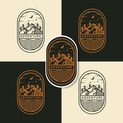 adventure logo in line art style. mountain and river logo