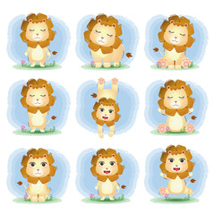 cute lion collection in the children's style